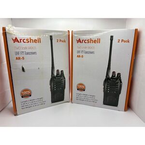 Arcshell AR-5 Two Way Radios UHF FM Transceiver 2 Pack Rechargeable Black Li-ion